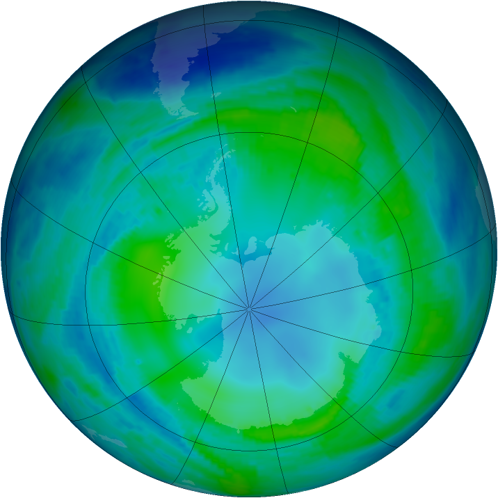 Antarctic ozone map for 06 May 1997